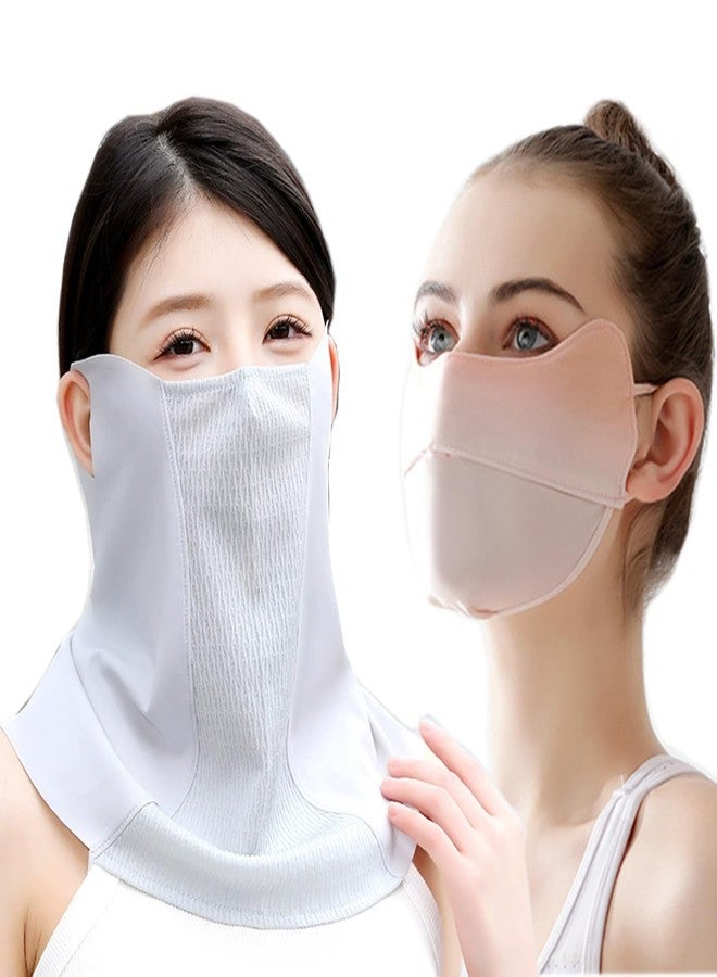 YUANST 2Pcs UV Face Mask, Cooling Neck Gaiter + Sun Protection Face Mask, Balaclava Face Cover, Washable Reusable (Pink+Gray) - Image 1